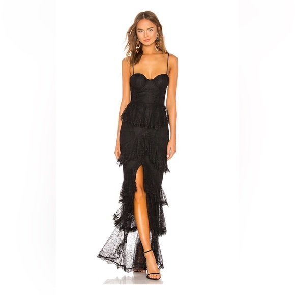 MAJORELLE Black Lace Dress